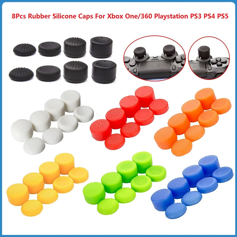 8Pcs Rubber Silicone Caps Game Handle Joystick Thumb Stick Grip Cap Rocker Case For Xbox One360 Playstation PS3 PS4 PS5