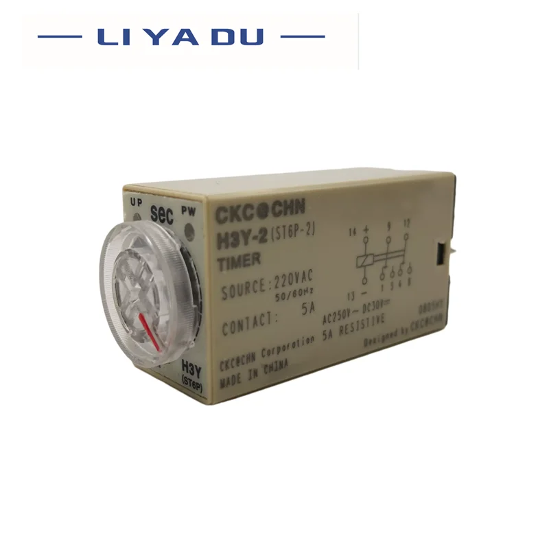 Rotary Knob DPDT 10S/30S/60S/3M/5M/10M/30M/60M Delay Timer Time Relay AC220V DC24V 12V H3Y-2 With Base Socket