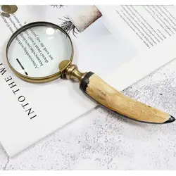 Handmade Brass Horn Magnifying Glass Crafts Measuring Drawing Reading Jewelry Identification Gift Retro Nostalgic 10X Hd