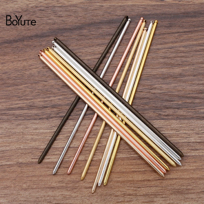 BoYuTe (10 Pieces/Lot) 3*130MM Metal Brass Hair Stick with One Loop Diy Hand Made Hair Jewelry Accessories 6 Colors