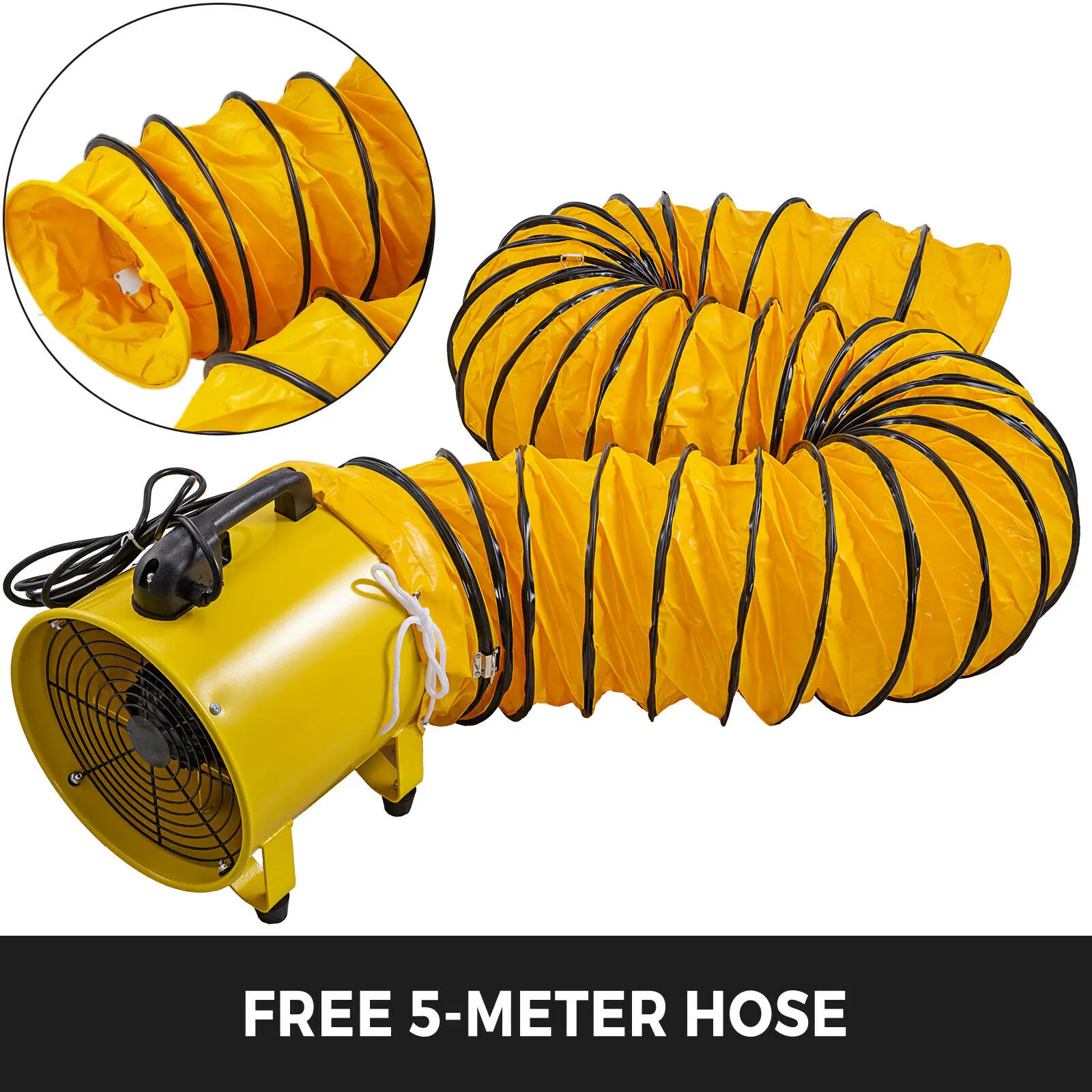 Ventola di ventilazione portatile VEVOR 12in 16in Utility Blower con tubo flessibile del ventilatore da 5 metri per aree di accesso limitate fabbriche di spazi per gattonare
