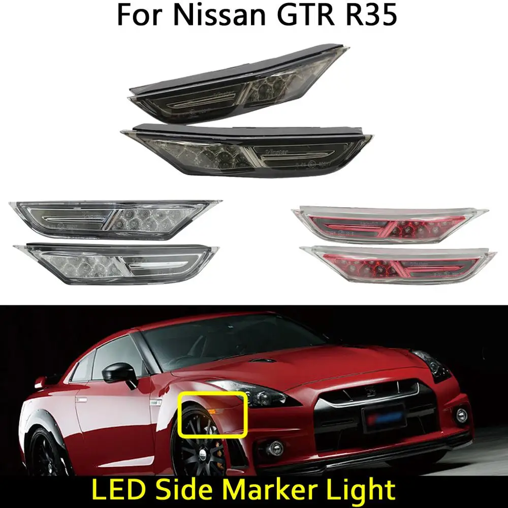 

For Nissan GTR R35 2007-2018 Front Amber LED Side Marker Light DRL Running Lamp turn signal lights