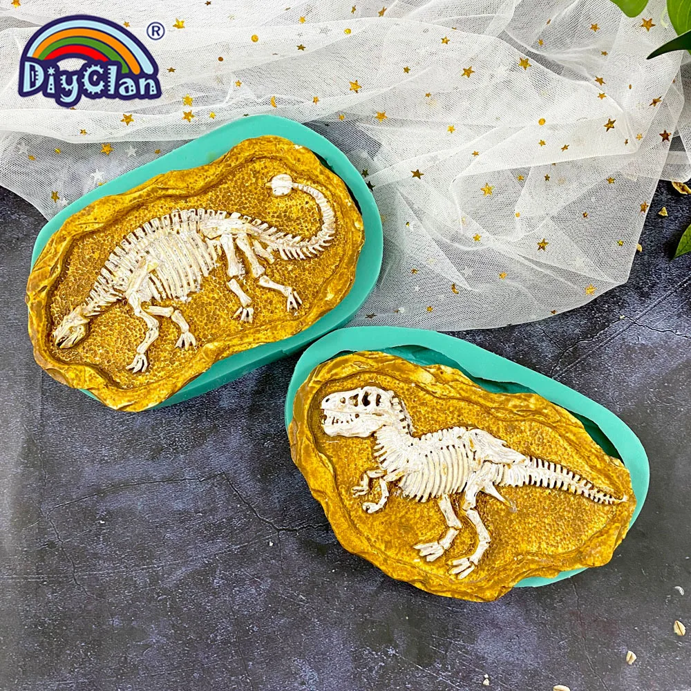 Dinosaur Skeleton Specimen Silicone Mold Tyrannosaurus Ankylosaurus Specimen Model For Gypsum Resin Handmade Crafts Making Mould