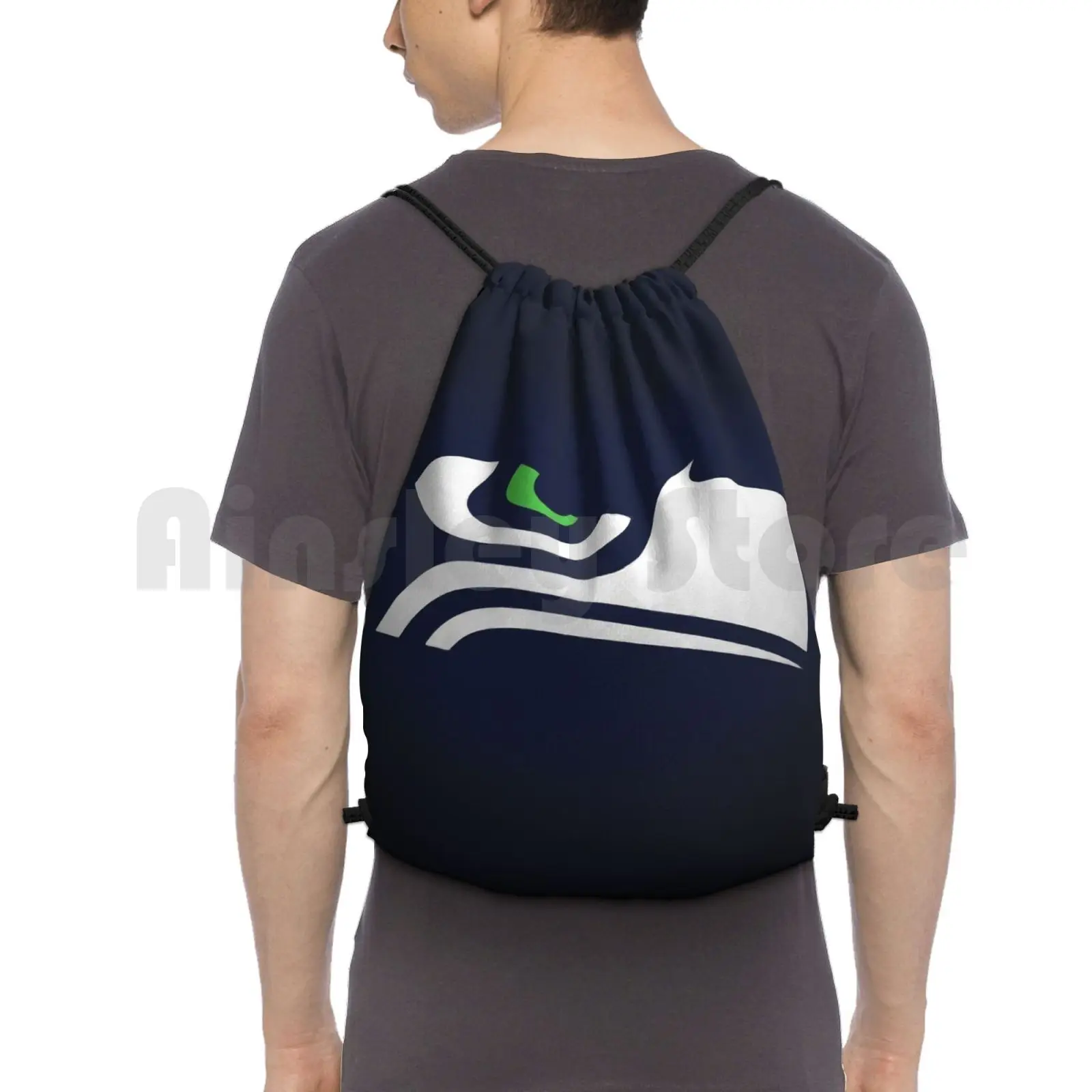 Seattle Inspired Art Backpack Drawstring Bag Riding Climbing Gym Bag Seahawks Throwback Seahawks Retro Seahawks Vintage