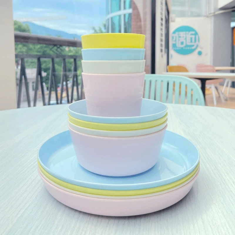 12 Piece Reusable BPA Plastic Dinnerware Set Suitable for Toddlers, Kids, Children, Picnic and Party