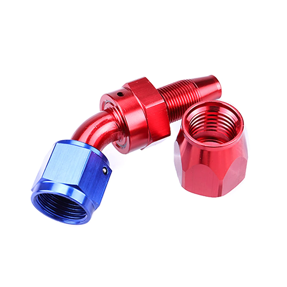 Aluminium AN Fittings Adapter Oil Fuel Reusable Fitting Hose End 0/45/90/180 Degree AN4/6/8/10/12 Fuel/Swivel Hose