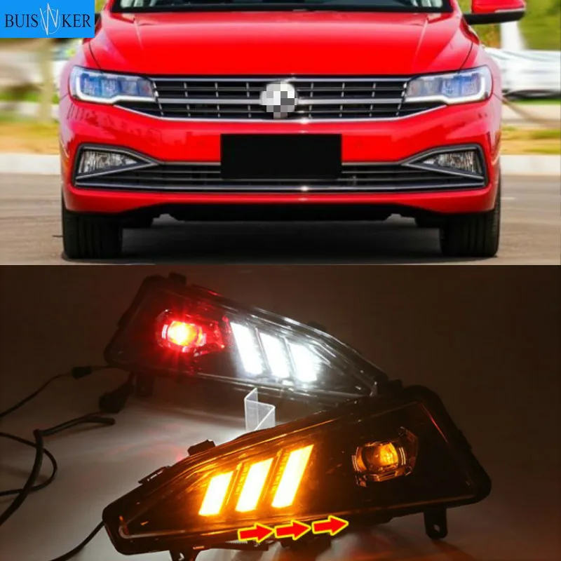 

LED DRL LED Daytime Running Light replace Fog Lamp Cover for Volkswagen Bora 2019 12V Day Lights