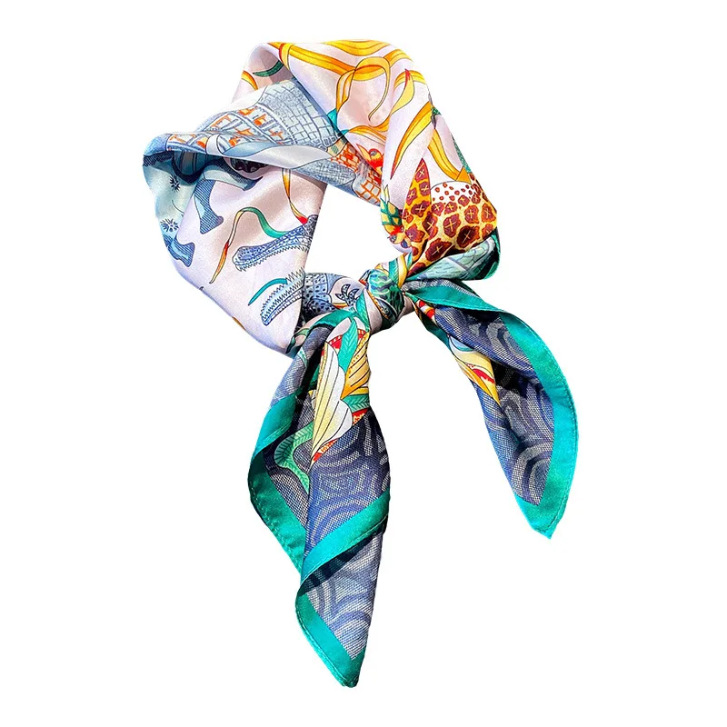 100% Natural Silk Square Scarf Women Print Small Bandana Headscarf Summer Ladies Neckscarf Pure Real Silk Scarves Shawls Wraps