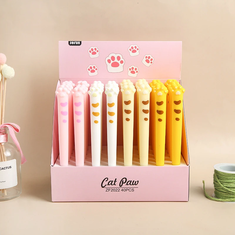 2 Piece Lytwtw\'s Cute Kawaii Cat Paw Silicone Claw Gel Pen School Office Supply Stationery Creative Sweet Pretty Lovely Cartoon