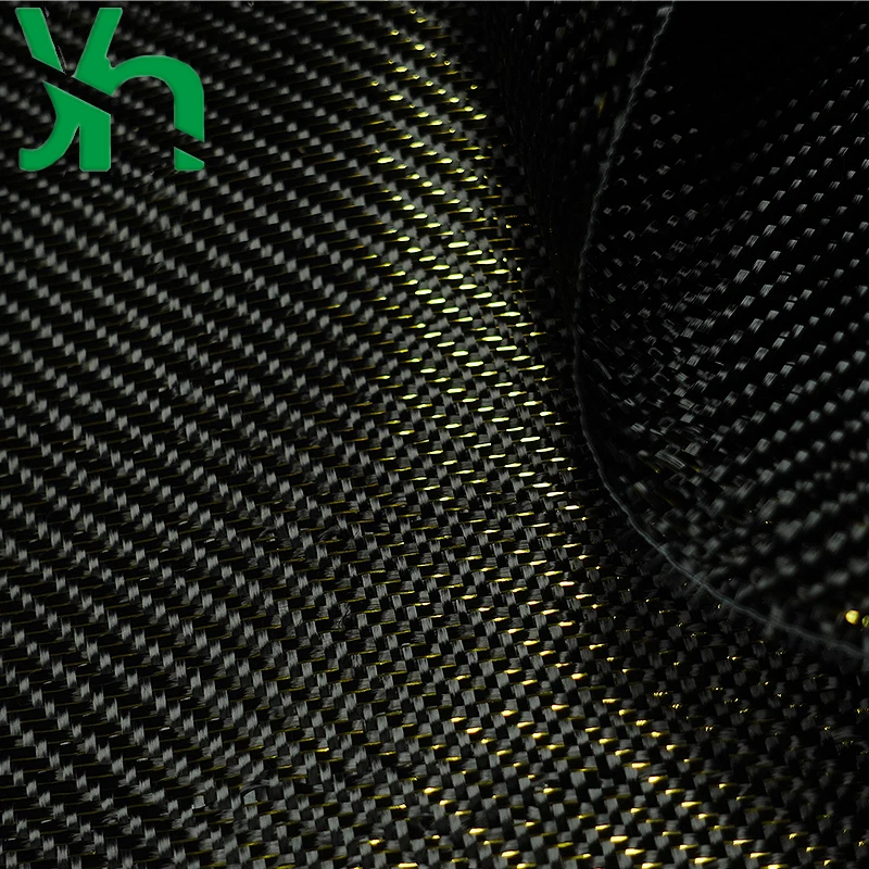 3k carbon fiber + golden metal wire, golden twill metal wire carbon fiber cloth, carbon fiber auto parts transformation