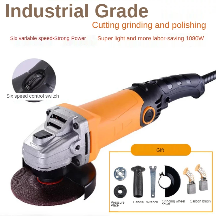 

1080W Angle Grinder 6 Variable Speed Multifunctional Portable Grinder Cutting Polishing Machine Adjustable Speed Power Tools