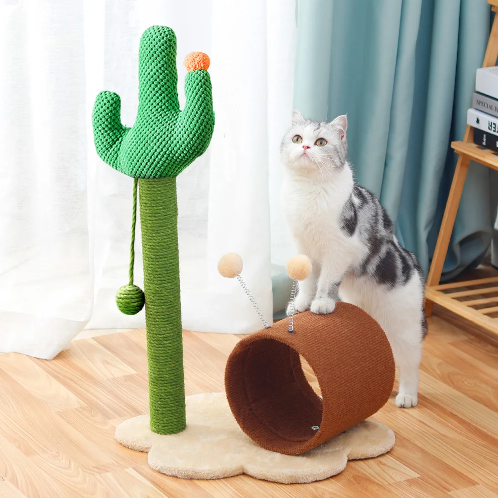 

Cat scratcher Cactus Cat Tree Tower Cats Climbing Frame Scratching Post With Ball Toy Pet Furniture Nest Pet Supplies