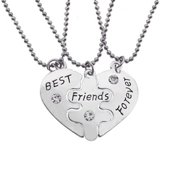 Trendy Bff Necklace 3pcs Zinc Alloy Pendant For Men And Women Jewelry Design Fashion Holiday Gift Decoration Sweater Clothing Ac