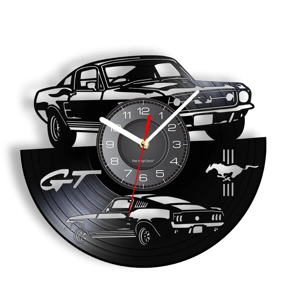 GT Premium Fastback Sports Car Vinyl Album Record Wall Clock For Man Cave Room Automobile Home Decor Hanging Silent Quartz Watch