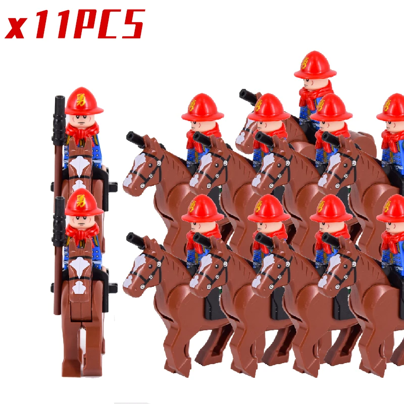 Ming Dynasty Soldiers Action Figures Accessories With War Horse Medieval Knights Building Blocks Bricks Toys For Children Gifts