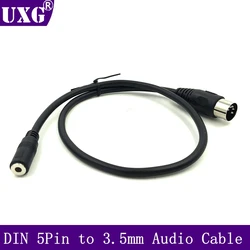 3.5mm kobieta do DIN 5 sztyftami MIDI kabel z wtykiem męskim 50CM 1.5M Audio AUX wyjście mikrofon słuchawkowy złącze Stereo kabel Adapter 5pin