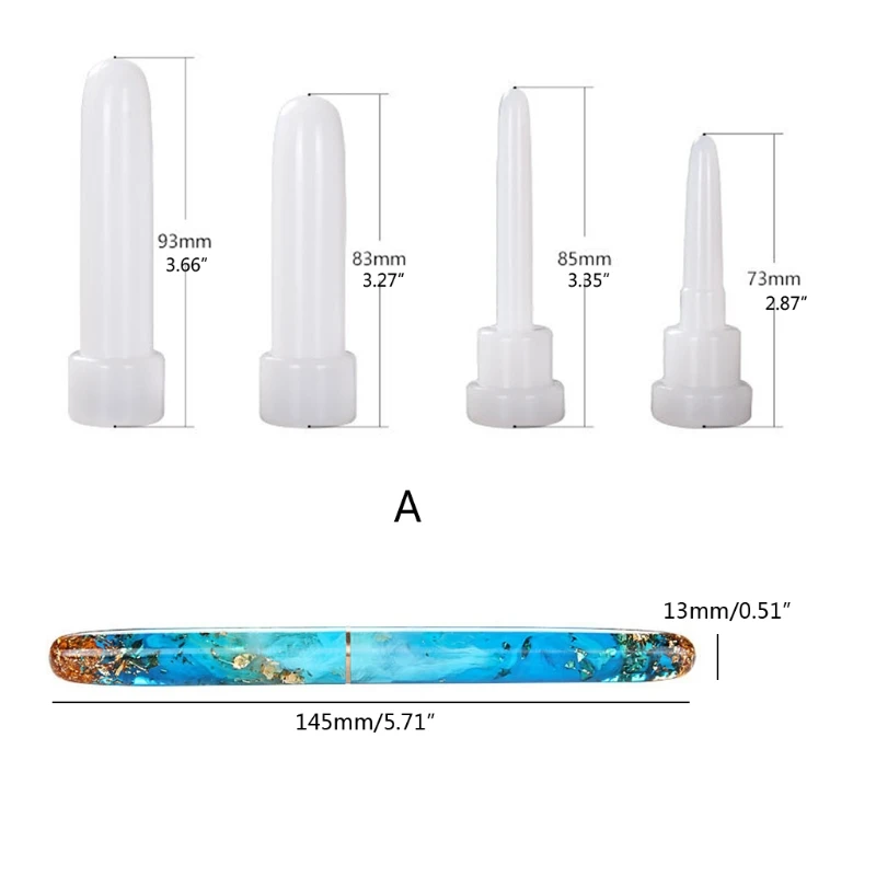 1 Set Fountain Pen Epoxy Resin Mold Cylinder Pen Shape Silicone Mould DIY Crafts Candle Casting Tools