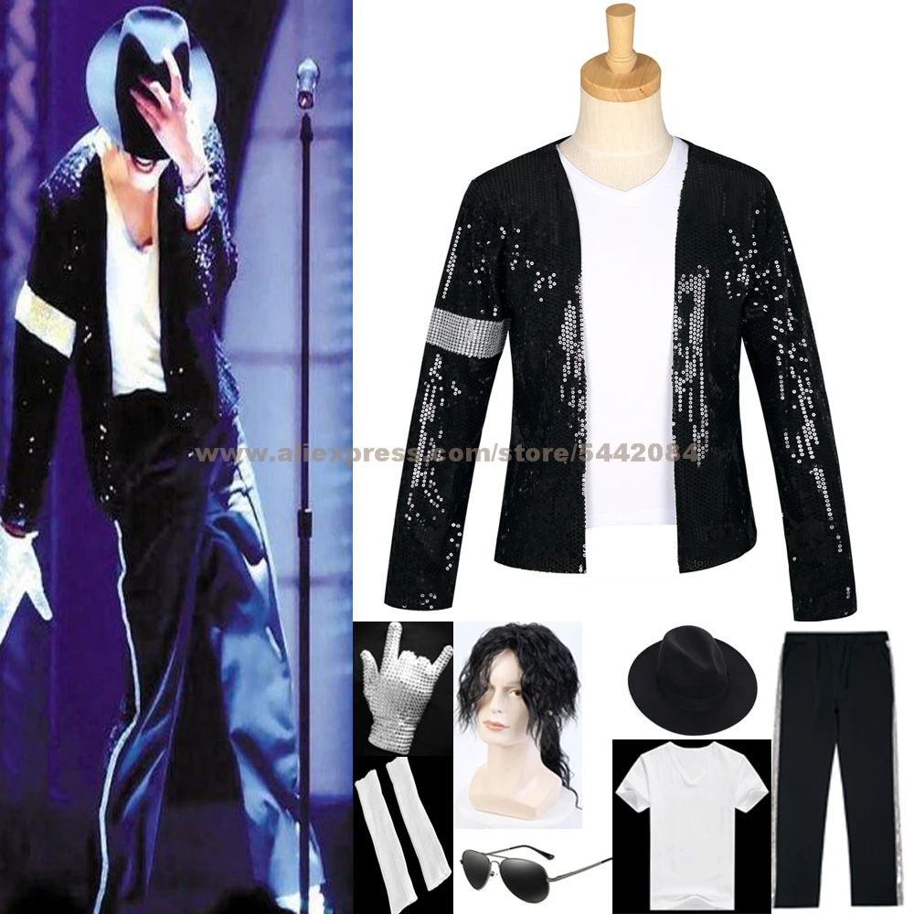 

MJ Michael Jackson Coat Billie Jean Style Jacket & Glove Modern Dance Costumes Cosplay Costume Clothing Party Prop Collection