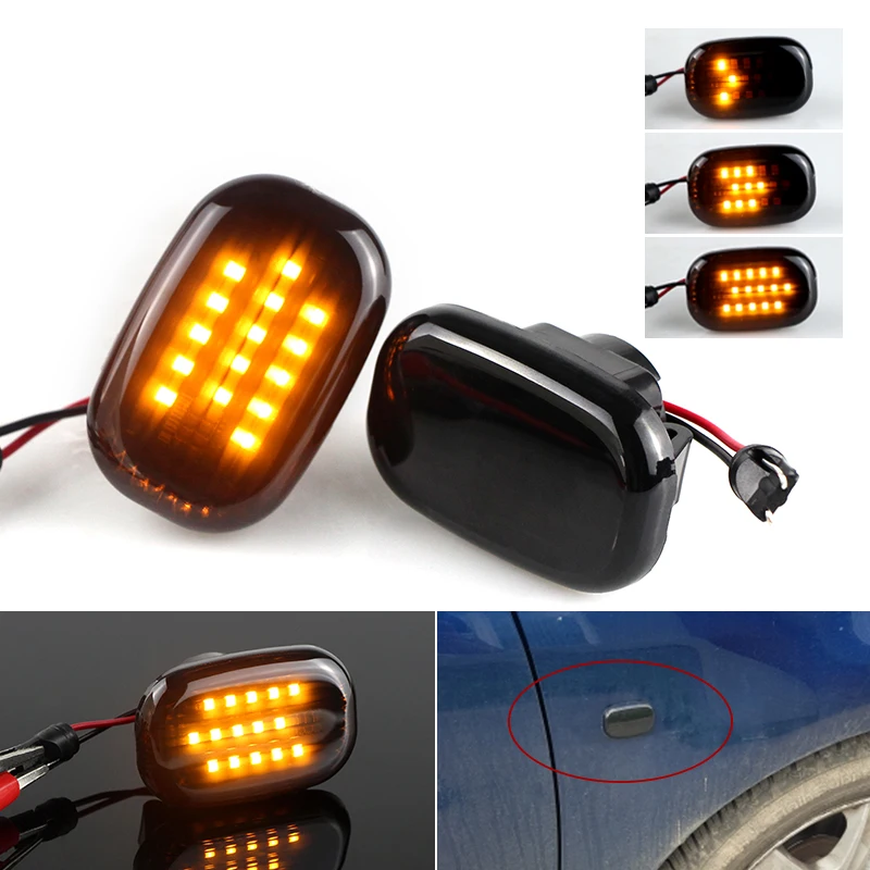 2X Somked Error-free decoding Dynamic Led Side Marker Flowing Turn Signal Light Panel Lamp For Toyota Picnic XM10 (09/96-04/01)