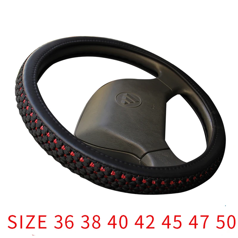 PU Leather+ Silk car Steering Wheel Covers for Car Bus Truck 36 38 40 42 45 47 50cm Diameter Auto Steering-wheel cover