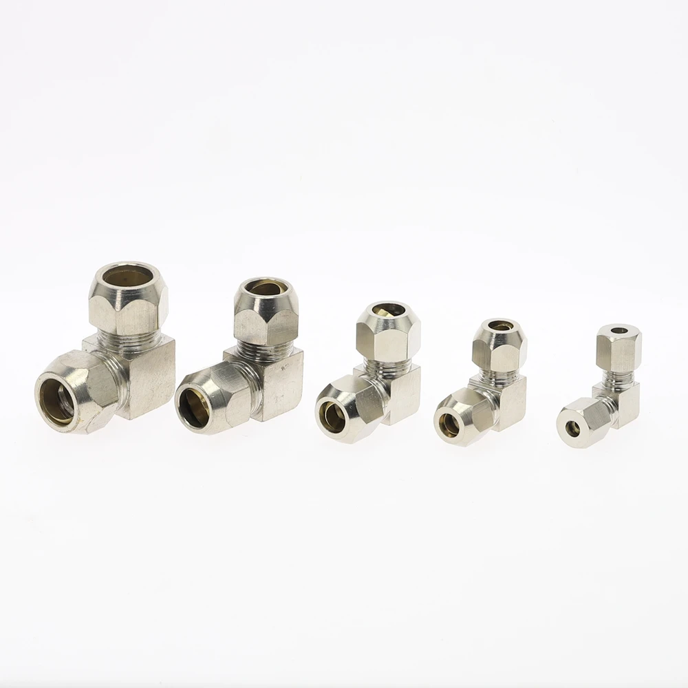 1 stücke Messing Öl Rohr Fitting 4mm 6mm 8mm 10mm 12mm 14mm Rohr OD ellenbogen 90 Grad Einzelhülsen-rohranschlüsse Rohr Armaturen Anschluss