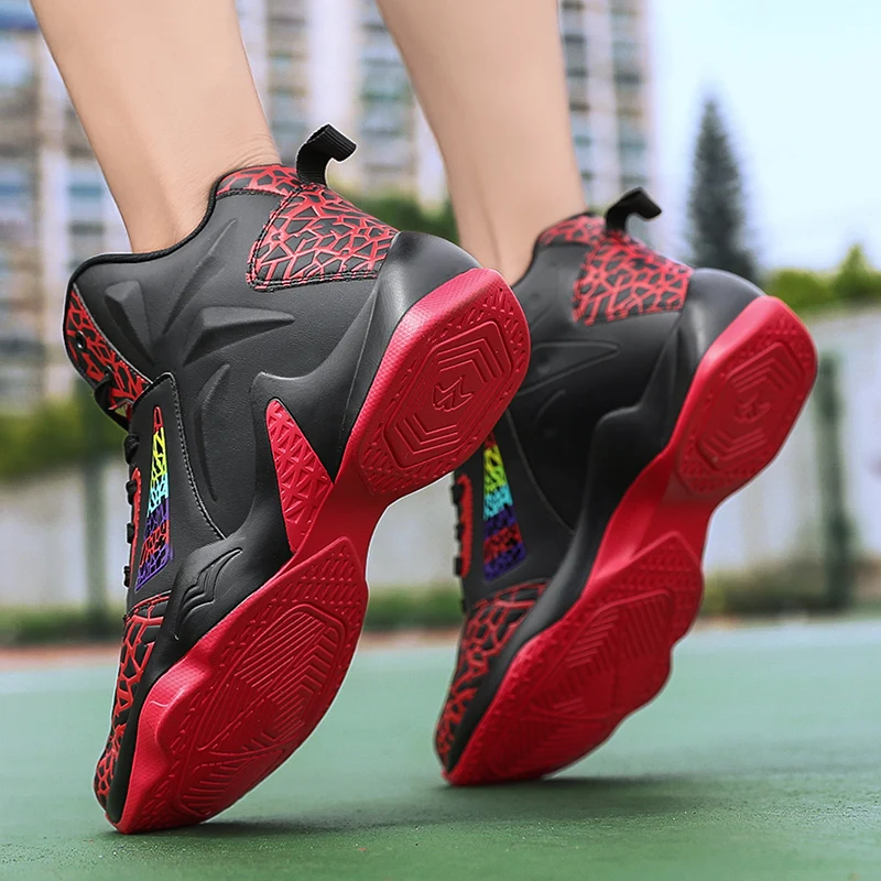 Sneakers Fashion Leather Basketball Shoes Men Comfortable Casual Sports Trainers Non-slip Wear-resisitant