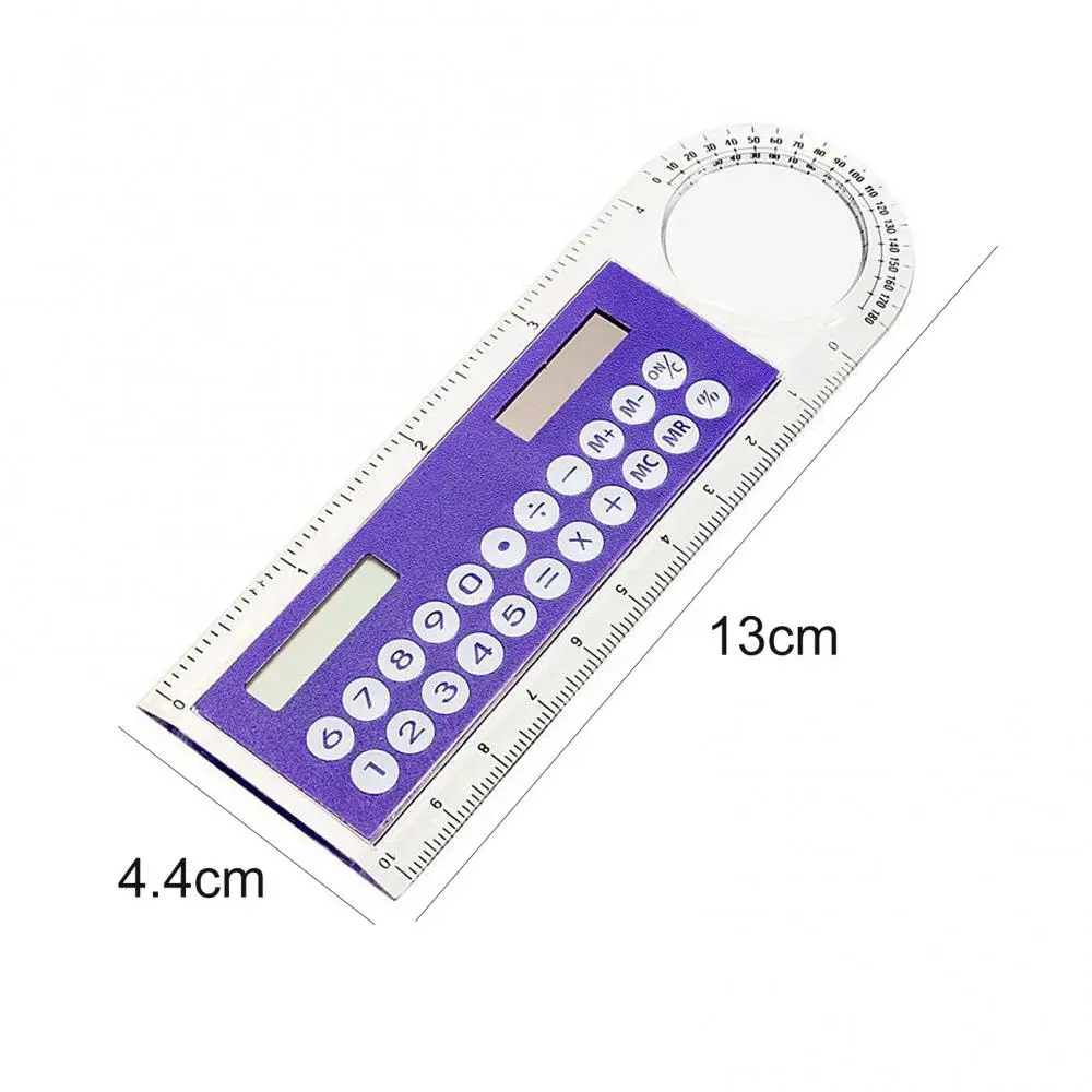 Calcolatrice righello ad energia solare con lente d'ingrandimento tasca trasparente Mini calcolatrice cancelleria giocattoli matematici calcolatrice elettronica