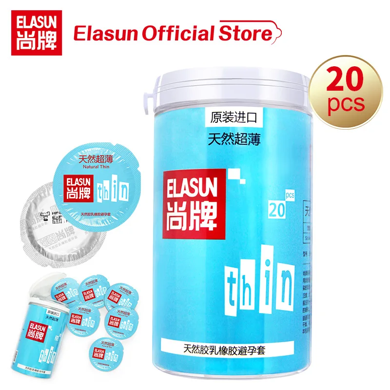 Elasun Condoms for Men Ultra Thin Natural Latex Cock Penis Sleeve Condom G-spot Vaginal Stimulation Condoms Adult Sex Products