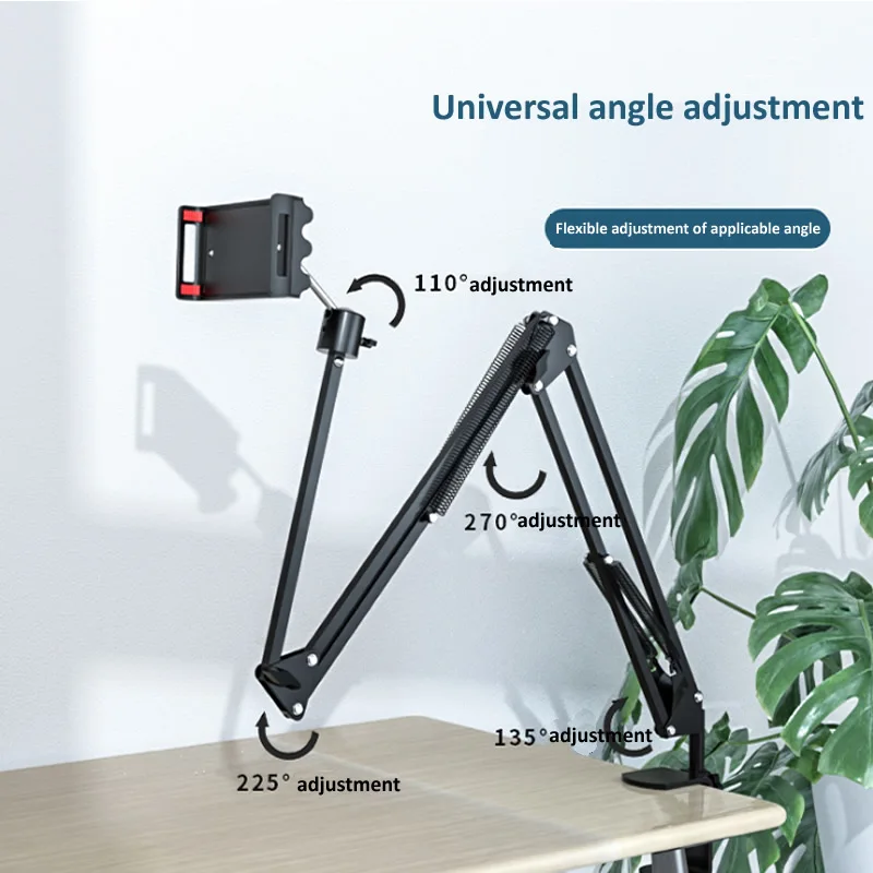 OUTMIX 360Degree Long Arm Tablet Holder Stand for 4 to 11inch Tablet Smartphone Bed Desktop Lazy Holder Bracket Support for iPad