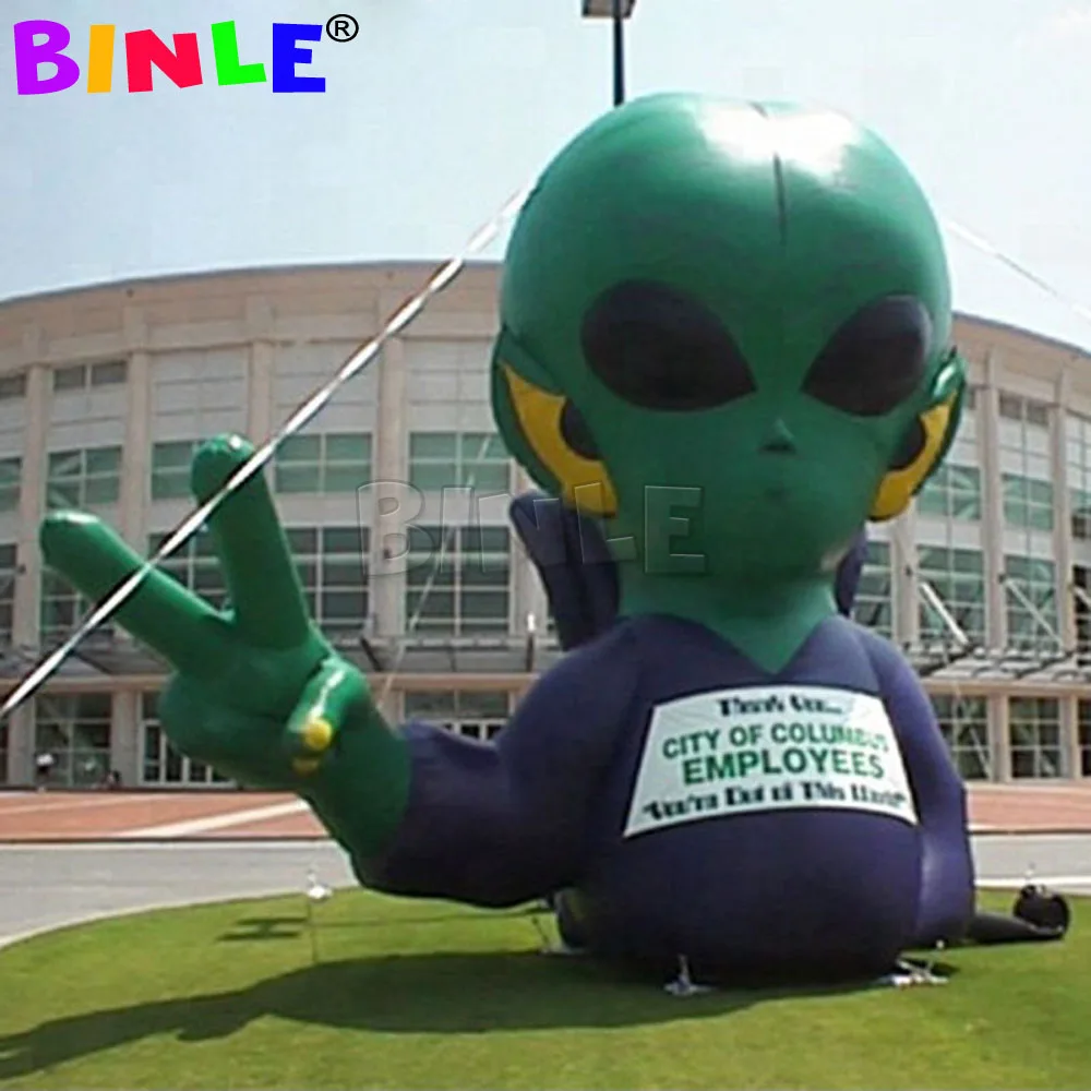 Custom event 5mH giant advertising cartoon inflatable alien for halloween decoration