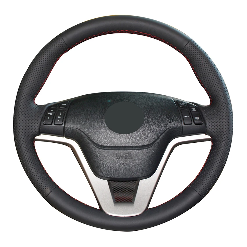 Hand-stitched Black Leather Car Steering Wheel Cover for Honda CR-V CRV 2007 2008 2009 2010 2011