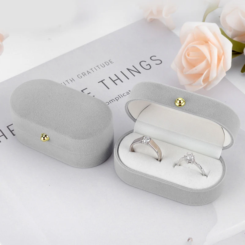 Samt Schmuckstück Box Ring Box Schmuck Veranstalter Doppel Ringe BoxJewelry Box Hochzeit Geschenk Box Joyeros Organizador De Joyas