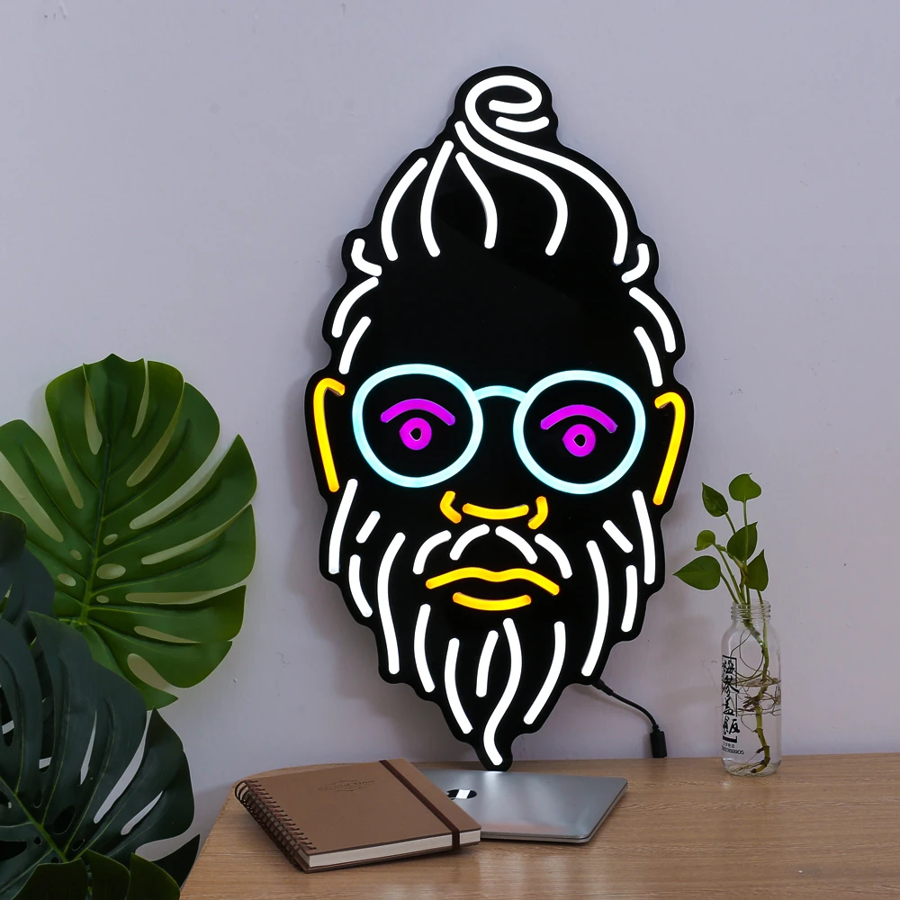 Óculos para barba e cabeça, retrato de homem, neon, bar, ktv, decoração de casa, festa de casamento, luz de neon