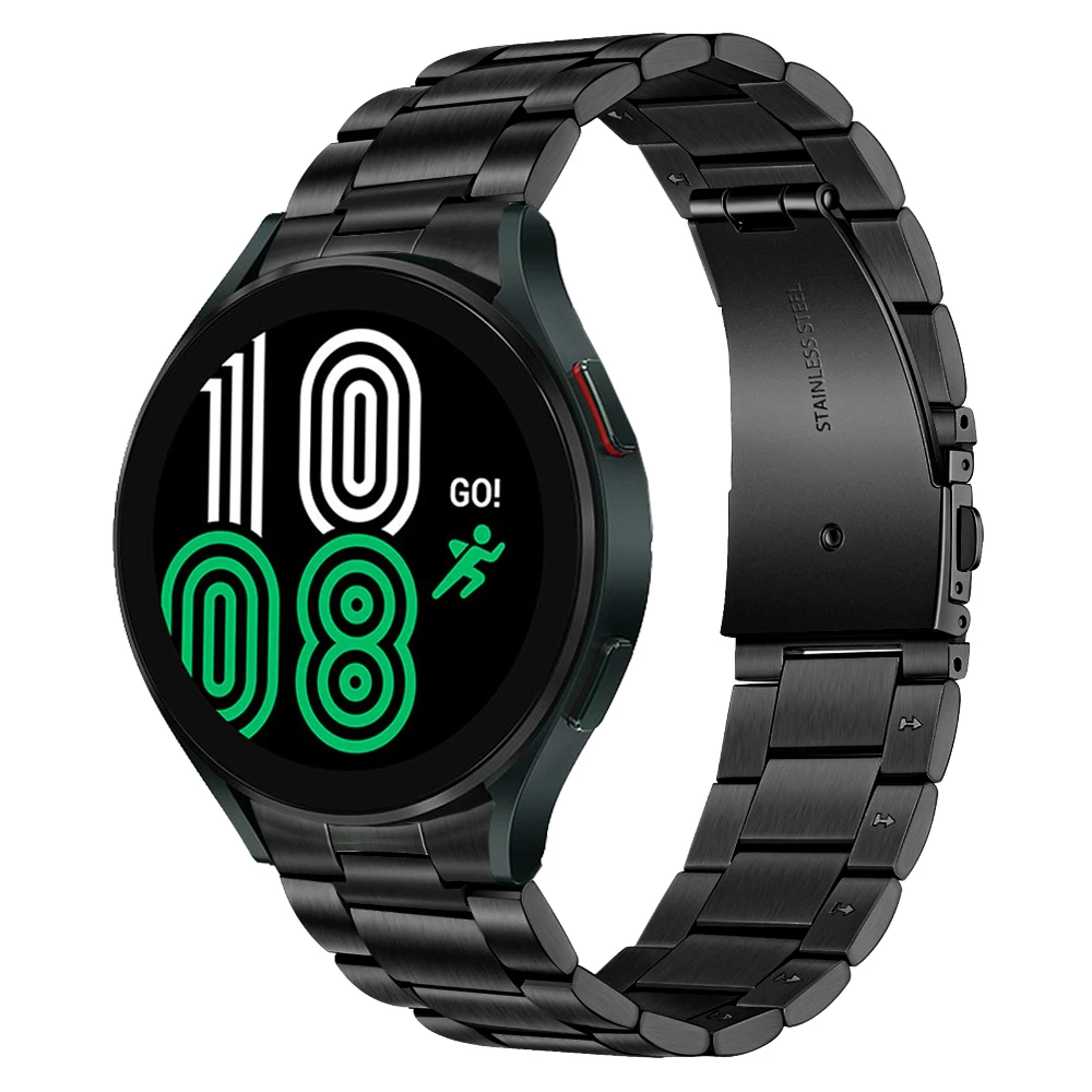 삼성 갤럭시 워치 4 용 스테인레스 스틸 스트랩 44mm 40mm/클래식 46mm 42mm 시계 밴드, 간격 없음 금속 밴드 곡선 엔드 팔찌