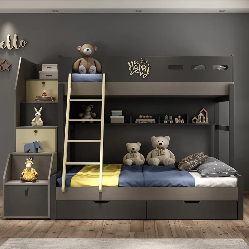 Nordic child bed combination modern minimalist children go to bed multi-functional high and low bunk bed