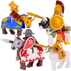 Medieval Figures Middle Ages Rome Warrior Golden Knight Horse Hawk Castle King Dragon Knights Building Blocks BricksToys gifts