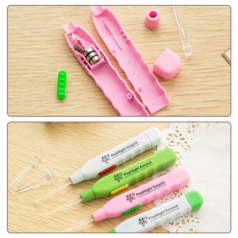 1 adet kulak temizleyici LED ışık Earwax Remover aracı güvenlik temizleyici kulak kaşığı rastgele renk