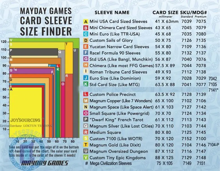 50 Sleeves MAYDAY Board Games Cards MDG 7075 for 41*63mm Premium thicker Sleeve Protective clear card sleeves