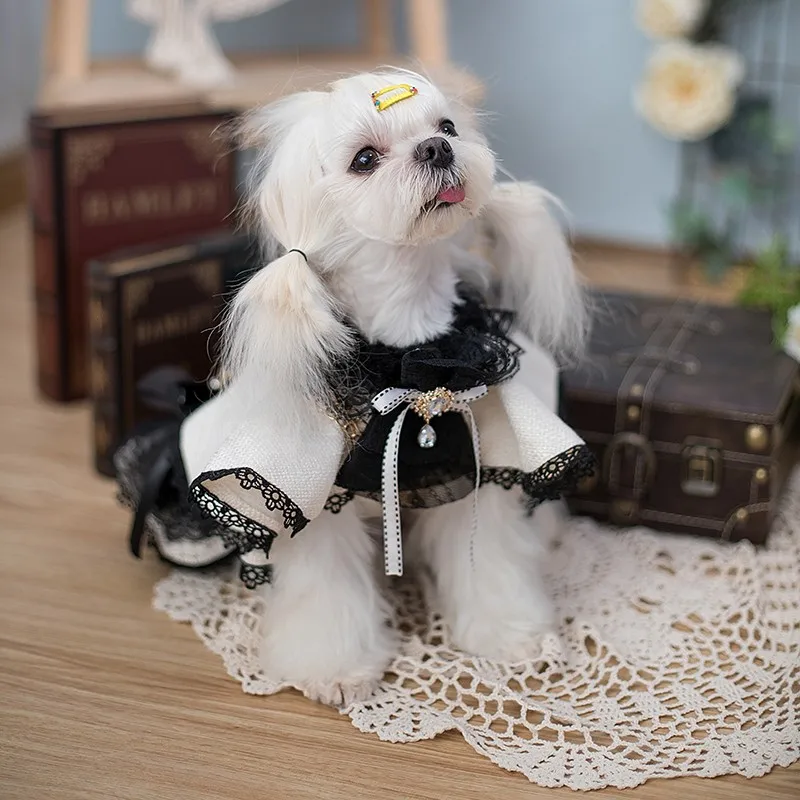 Handmade Winter Dog Clothes Pet Coat Dress Jacket Debutante Lady High Tea Style Cute Cloak Costume Warm Festival Holiday Walks