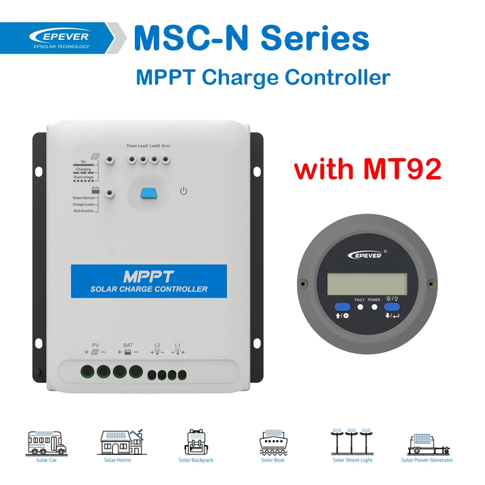 

EPever MSC-N Series MPPT 2210N/3210N Solar Charger Controller Auto 12V 24V Max PV 150V Support No Battery Mode Household System