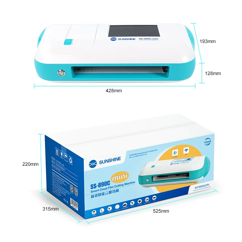 SUNSHINE SS-890C MINI DIY Film Cutting Machine Intelligent WIFi+Bluetooth Cloud Database Smart Phone Hydrogel Film Cutting Tool