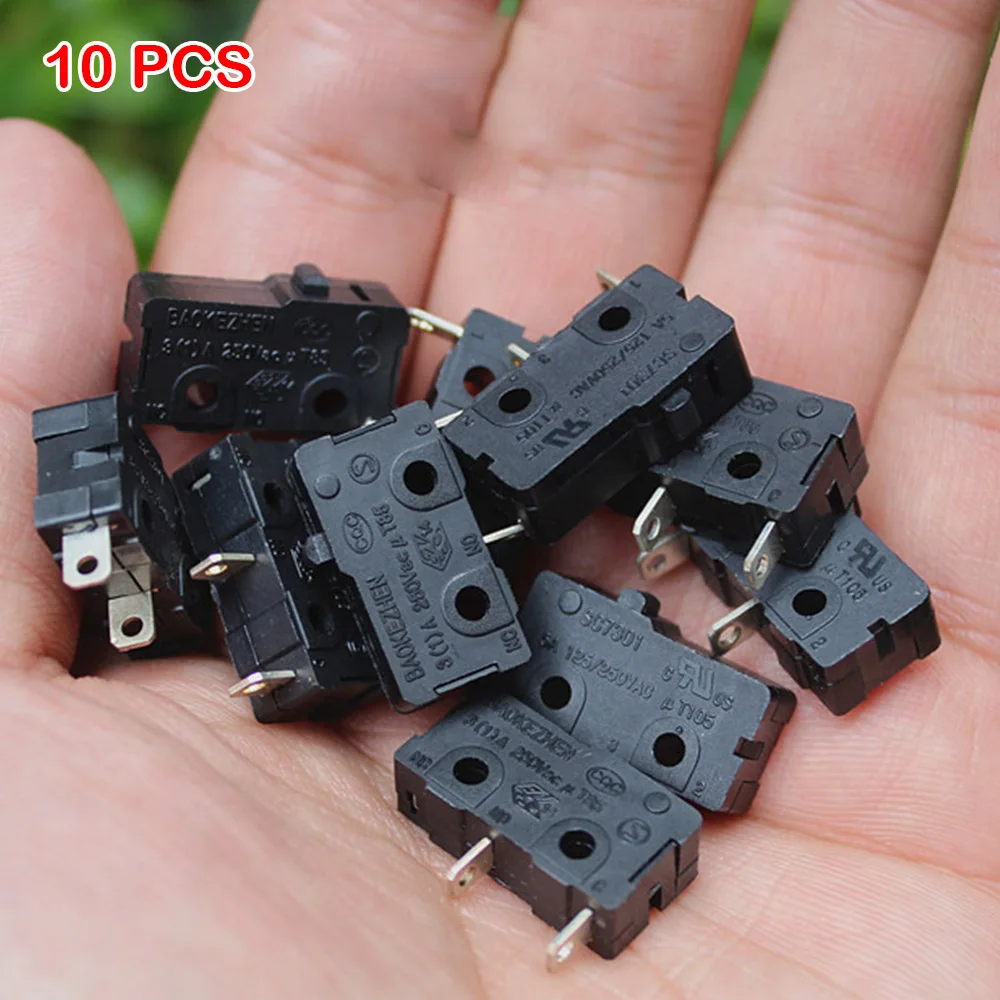 10PCS Micro Normally Open Limit Switch N/O 2 Pin Momentary Push Button 1A 125V AC 2Pins 20* 6.5 *9.5mm  Model Accessories