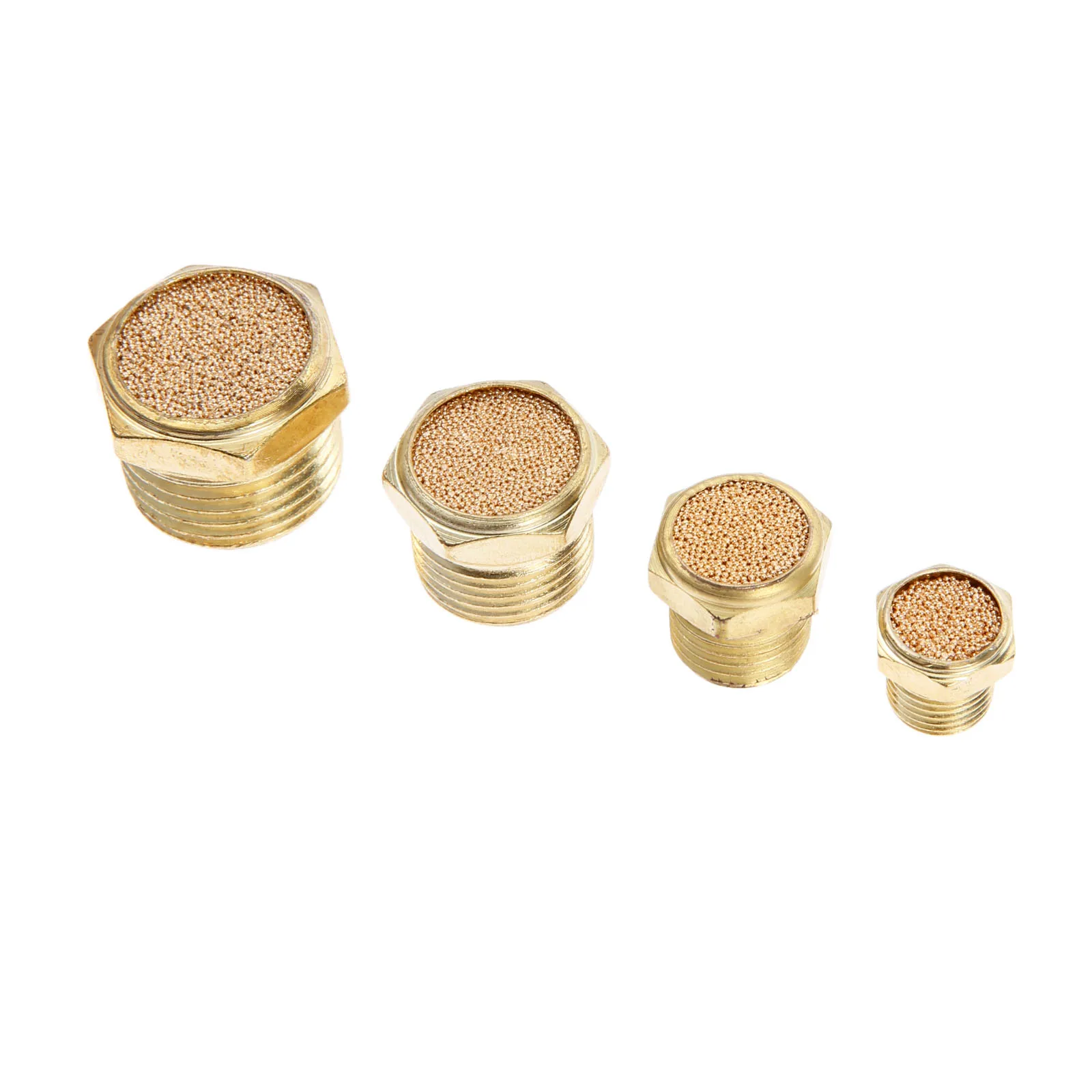 5Pc Brass Pneumatic Air Breather Vent Muffler Pneumatic Fitting Noise Filter Reducer Connector 1/8 1/4 3/8 1/2 Threaded