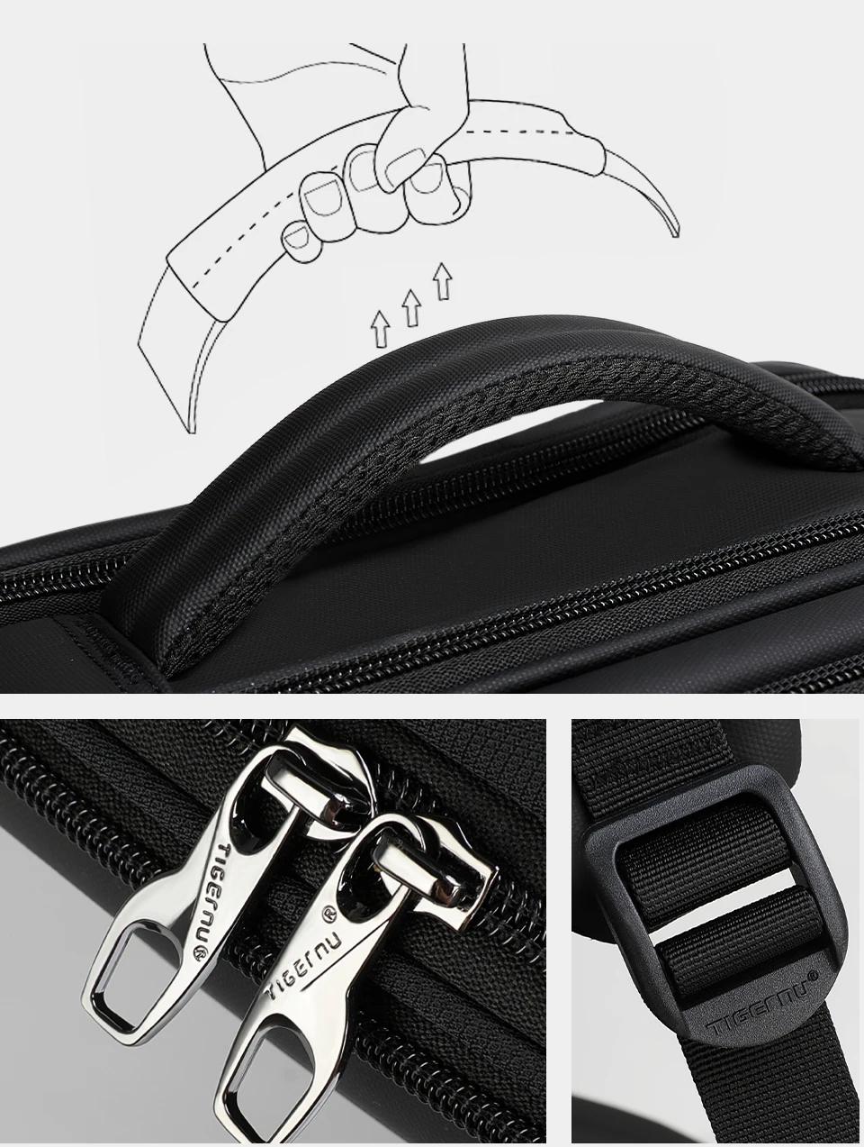 Tigernu Anti Diebstahl Rucksack 15,6 zoll Laptop Rucksack Männer TPU Wasserdichte Reise Rucksäcke Männlichen Schule Taschen Für Männer Gepäck Taschen – Detail 12