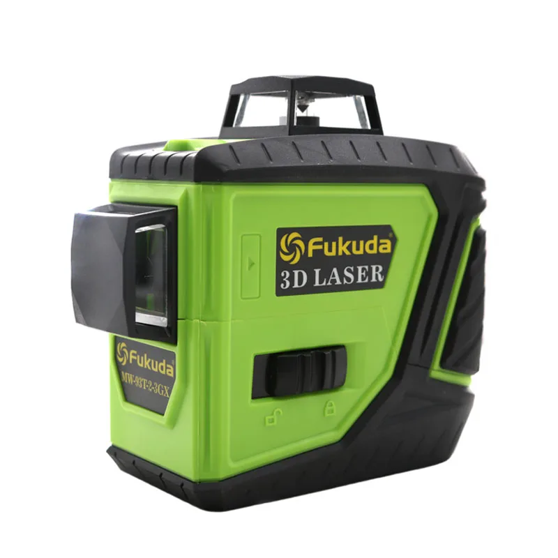 2pcs Lion-Battery Fukuda 12 Line 3D laser level 360 Vertical And Horizontal Laser Level Self-leveling 515NM Sharp Laser Level