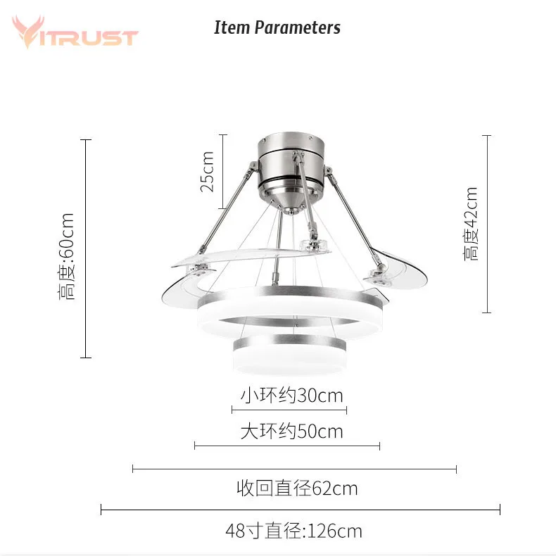 Creative simple ceiling fan Invisible fan light living room dining room bedroom home chandelier with fan image 6
