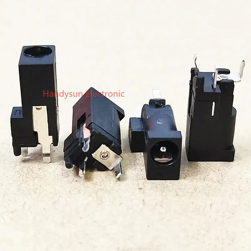 Cabeça com soquete elétrico fêmea 3.5x1.3mm, plugue carregador 180 graus, vertical, 3 pinos, placa de solda, dobra, coluna única, metade de cobre