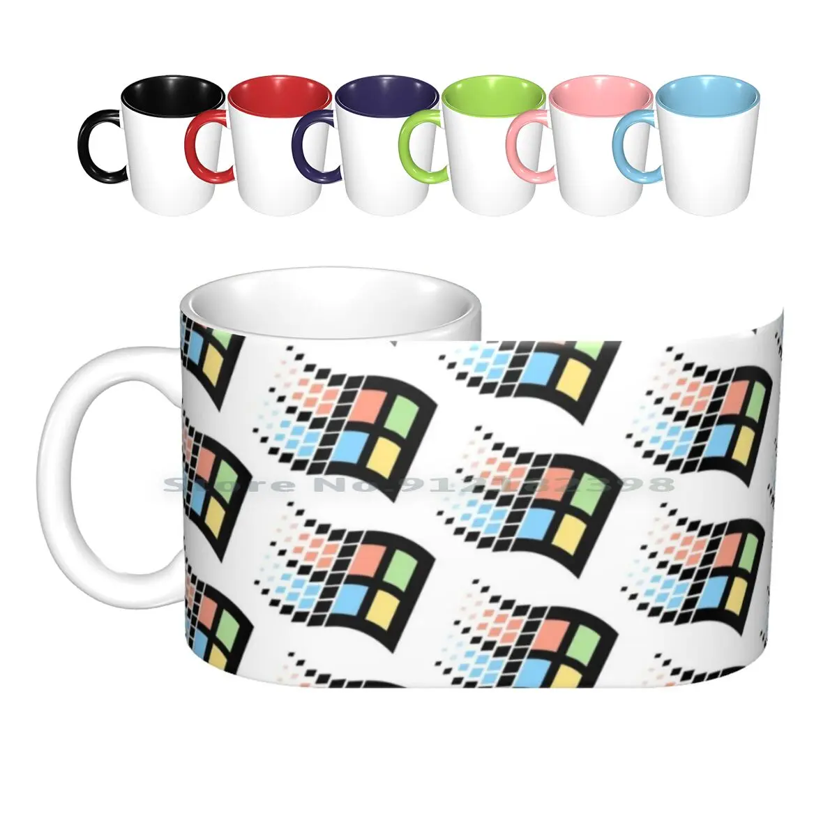 Pastel Windows Logo Ceramic Mugs Coffee Cups Milk Tea Mug Windows 95 98 Pc Gamer Pastel Japanese Japan Goth Funky Quirky Cool