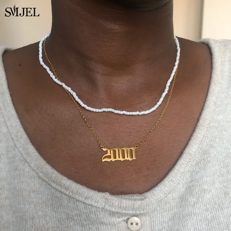 Personality Birth Year Number Necklaces Women 1985 1996 1999 2000 2002 444 Stainless Steel Angel Number Necklace Jewelry Gifts