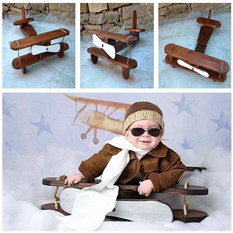 newborn-photography-props-posing-props-baby-shoot-accessories-wood-retro-plane-baby-posing-the-hundred-day-photo-creative-props